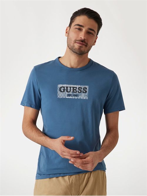 t-shirt uomo blu GUESS | M5GI19J1314/A73H